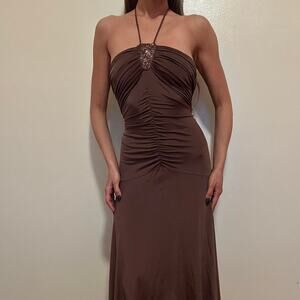 Y2k embellished halter dress insane